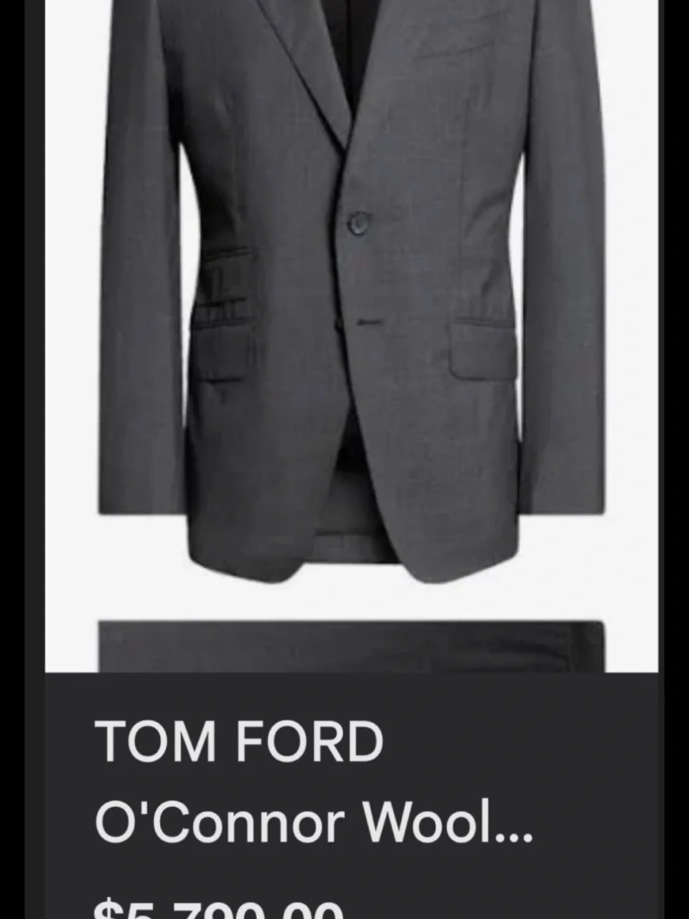 Tom Ford 3 Piece Suit in Charcoal in Italian 44 R/ US 34 R. BRAND NEW